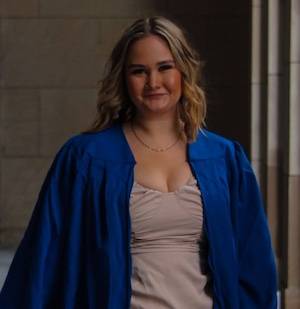 Photograph of Carolynn Shuring in her graduation robe
